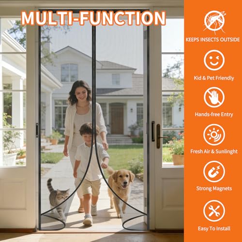 Magnetic Screen Door 38'' x 83'', Heavy Duty Fiberglass Screen Mesh for Summer Use ,Hands-Free, Pet & Kid Friendly for Patio Sliding & Front Doors (Gray Summer Screen, Fit Door Size 36''x82'') - image 7