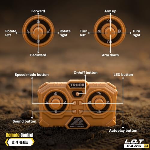 Image of Rift 1:64 Scale Remote Control Construction Vehicle, 13-Channel Excavator Toy for Kids, Rechargeable Engineering Car, Heavy Duty Machine Construction Toy with Lights & Music (Yellow)