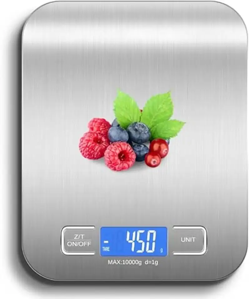 Balança de Cozinha Digital em Inox Premium Resistente à Água Portátil Base Antiderrapante Visor de Alta Definição Pesagem Precisa de 1g a 10kg Durável Moderna Ideal para Alimentos Frescos e Dietas