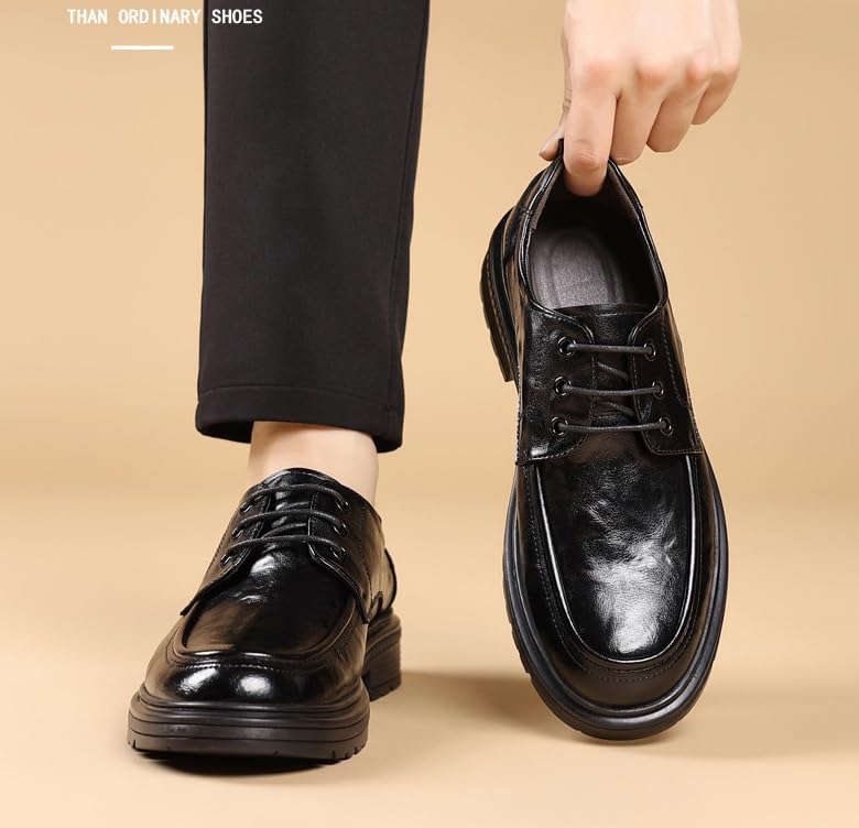 Men's Dress Shoes Genuine Leather Oxford Shoes Lace-Up Formal Business Brogues Shoes Casual Work Office Sneakers(6.5)4