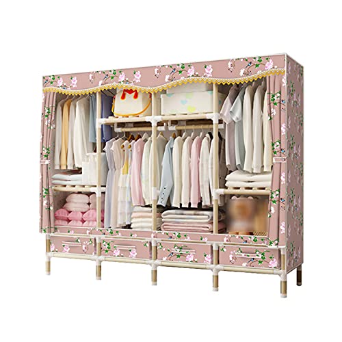 Armario de tela portátil 168x168 cm con cajón y riel de colgar para ropa