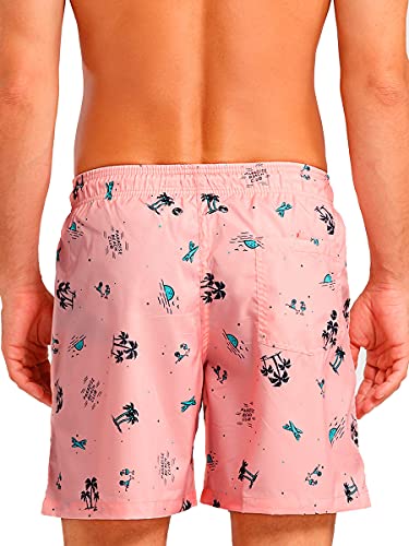 Shorts Estampado Coqueiros, Mash, Masculino, Rosa Claro, GG