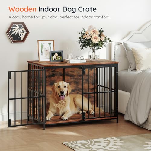 Hoobro386dogcratefurniturewoodenindoordogkenneldecorativedogcrateendtablechewresistantheavydutydogcrateforsmallmediumdogrusticbrownandblackbf100gw03  Urban Country Home Decor Hoobro 386 dog crate furniture wooden indoor dog kennel decorative dog crate end table chew resistant heavy duty dog crate for smallmedium dog rustic brown and black bf100gw03  urban country home decor