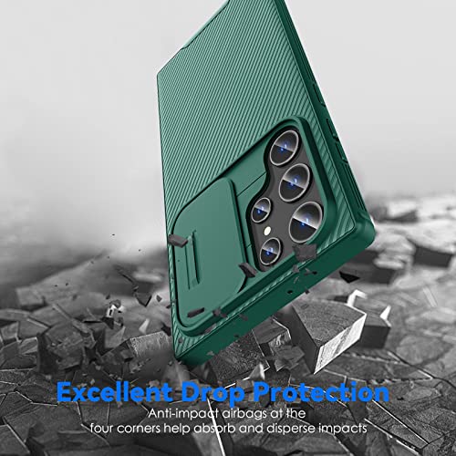 Image of CloudValley for Samsung Galaxy S22 Ultra Case with Slide Camera Cover, Hard PC Back & Soft Bumper Full-Body Protection, Slim Shockproof Protective Phone Cases for S22 Ultra 5G 6.8 inch (2022) - Green