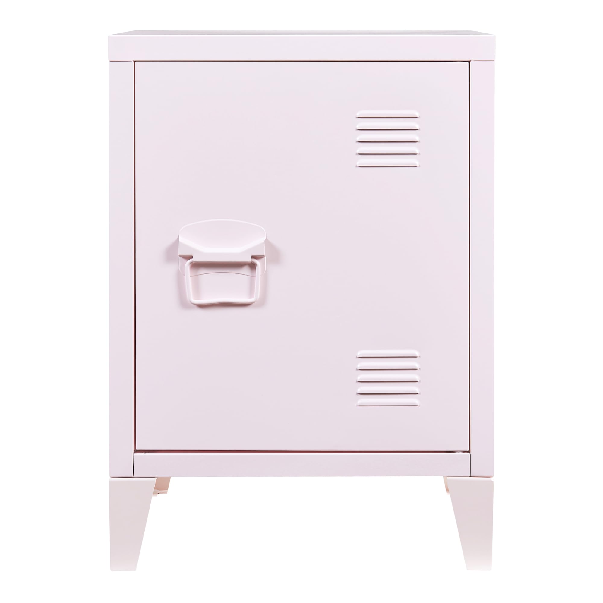 [en.casa] Mesa de Noche Inari con Cerradura Magnética Mesa Auxiliar con 2 Compartimientos para Salón Oficina Baño Ventilación Óptima 57 x 40 x 30 cm Acero - Rosa