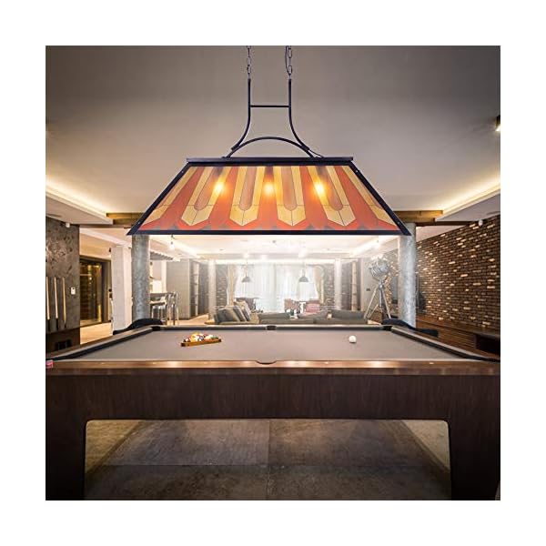Wellmet Tiffany Style Pool Table Lamp Hanging, Billiards Light for Game Room 7′ 8′ 9′ Pool Table