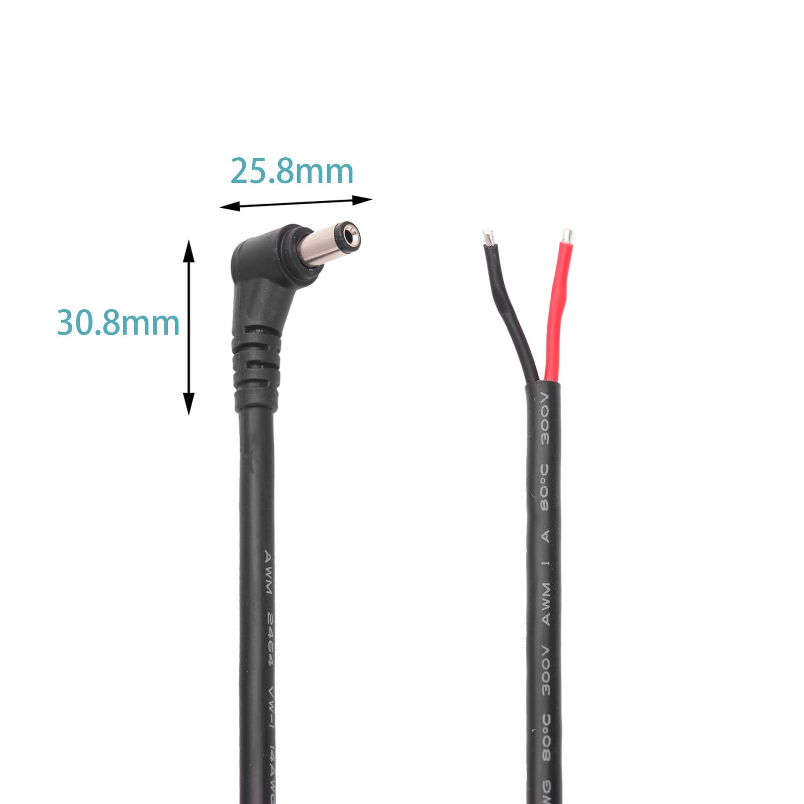 2pcs DC Power Pigtails Cable, 5.5mm X 2.5mm Male Barrel Plug Connector To Bare Wire Open End 50cm For Cctv Camera Dvr Led Strip - View #13