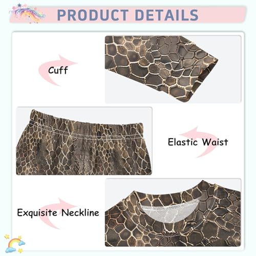 ALAZA Brownness Snake Skin Print 1 Pajama Set Pijamas Para Niños Long Sleeve Sleepwear3