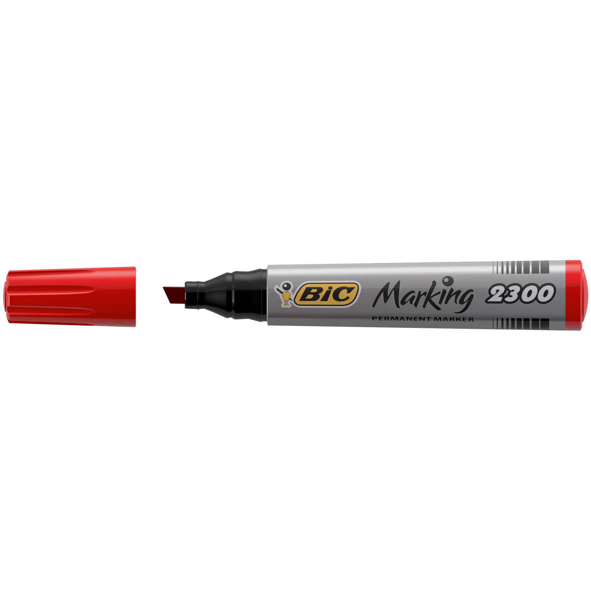 Bic Marking 2300 Permanent Marker Chisel Tip Line Width 3-5.5mm Red 2000033 [Pack 12]