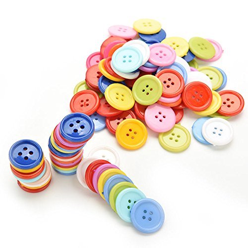 Romote 100pcs Botones de Colores Madera DIY Wooden Redonda Botones de Camisa de Costura de Wooden Arte Cover
