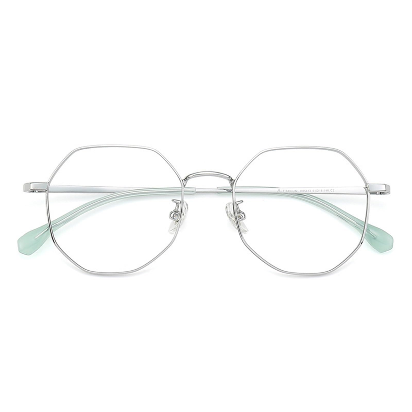 Montura óptica femenina Gafas ópticas poligonales de titanio semibrillante for mujer con montura grande