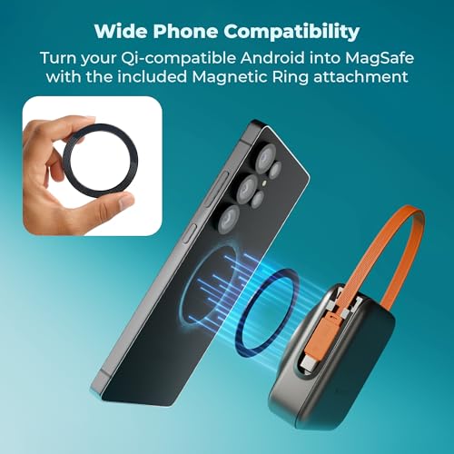 Image of Zebronics 10000Mah MagSafe Compatible Powerbank, 15W Wireless Charge, 22.5W Rapid Charging, Dual Output (Type-C PD & USB), Built-in Protection, Carry Loop, for iPhone & Android (EnergiSafe 10R3)