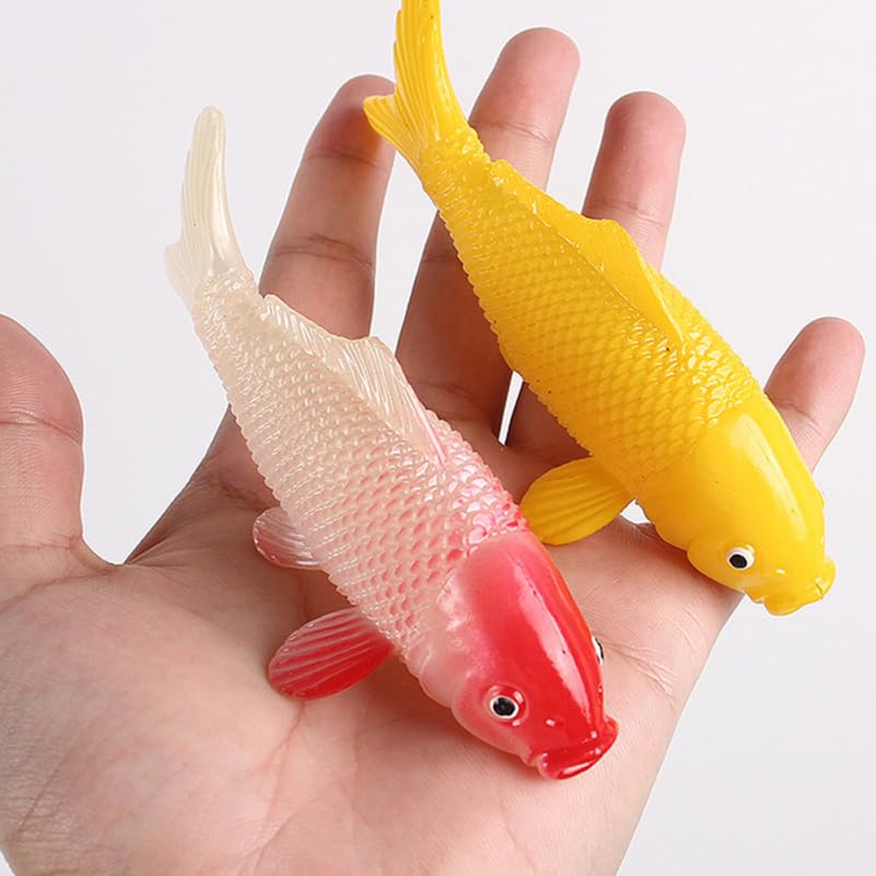 Image of Veemoon 5pcs Plastic Koi Fish Tank Decor Fake Goldfish Decoration Artificial Fish Pond Ornament Realistic Carp Model DIY Tank Pond Accessories Garden Supplies (Cannot Float)