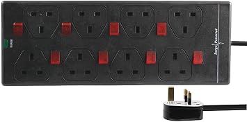 Pro Elec PELB1787 Extension Lead 8G Surge Switched Black 5M