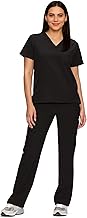 Scrubs for Women Set, Medical Women Scrubs, V-Neck Top and Straight Leg Pants with 11 Pockets (Relaxed Fit)
