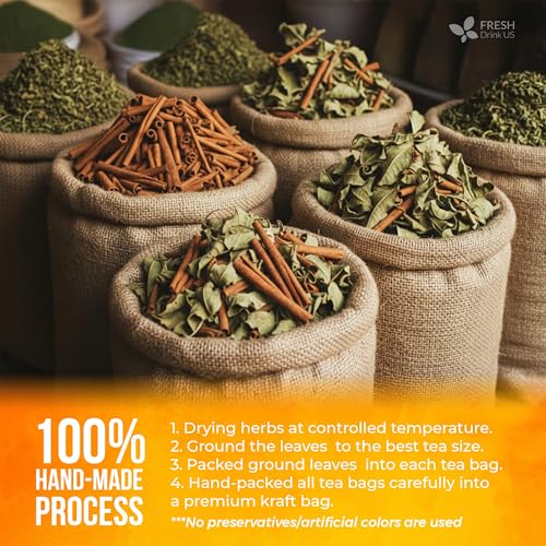 Image of FreshDrinkUS, Premium Guava Vitality Tea | 75 Tea Bags | Guava Leaves, Cinnamon Stick & Ginger Herbal Tea - Caffeine Free Botanical Infusion - Warm & Aromatic Daily Tea - 100% Natural Ingredients