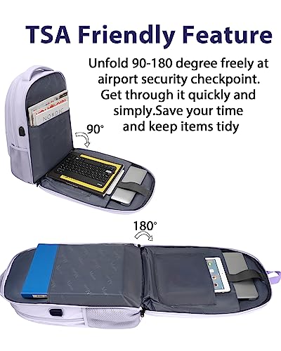 Matein Large Travel Backpack For Womens, Lightweight Carry On Backpack Flight Approved Fit 17 In Laptop, Durable Personal Item Backpacks For Travel Essentials, College Bags For Women, Purple #TOP1