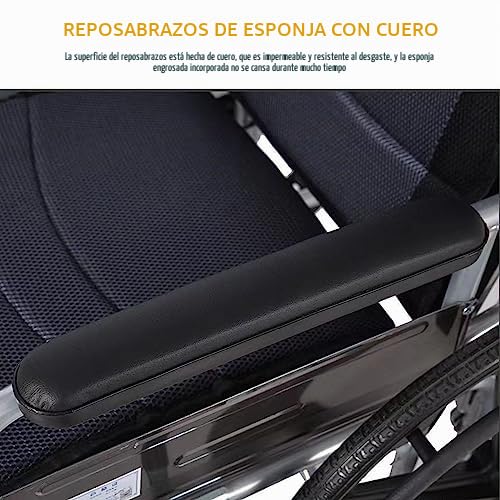 Silla de ruedas plegable reclinable, liviana, reposapiés y reposabrazos extraíbles, asiento de 18 pulgadas Dispositivo de movilidad para silla de ruedas estándar para adulto