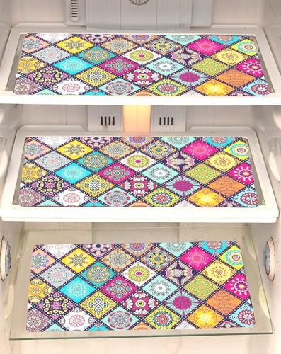 Image of Refrigerator Drawer Mat /Fridge Mat Set of 6 Piece (11.5 X 17.5 Inches) (Rangoli)