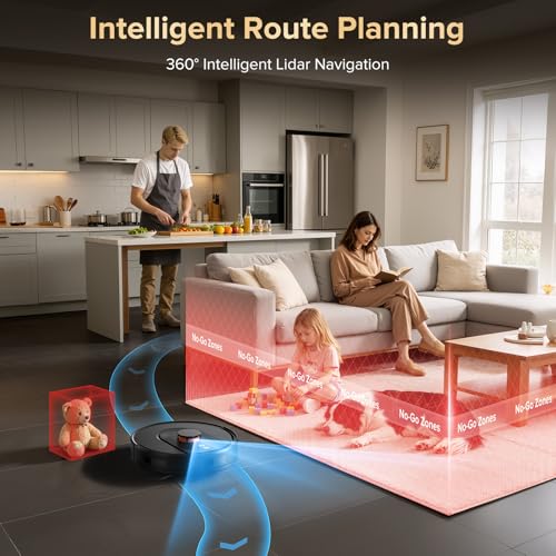 Image of Robot Vacuum and Mop Combo with Self-Emptying, Customizable Map Cleaning with LiDAR Navigation