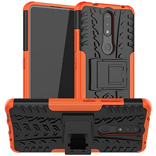 Easyshow Funda Tough Armor para Nokia 2.4 Tapa Trasera Dura Antigolpes con Función de Soporte Protector Carcasas y Fundas para Nokia 2.4-Naranja