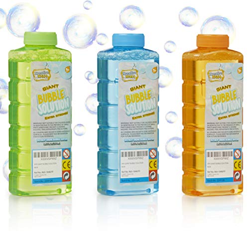 KreativeKraft Bubble Solution Liquid Extra Strong Ideal for Bubble Machines Gun and Big Bubble Wands Outdoors Fun Party Game Pack of 3 (750ml TOTAL)