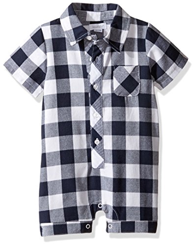 Mud Pie Baby Boy s Gingham One-Piece (Infant) Blue Jumpsuit