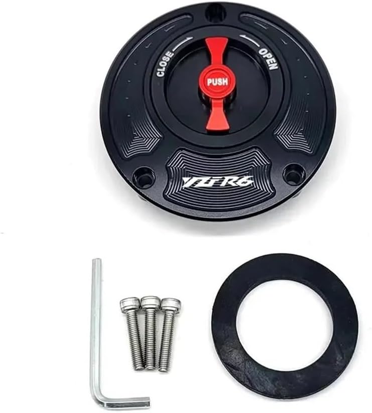 バイク用ガソリンキャップ ヤマハ YZF R6 全年式用 燃料ガスタンクキャップカバー CNC アルミ キーレス クイックリリース