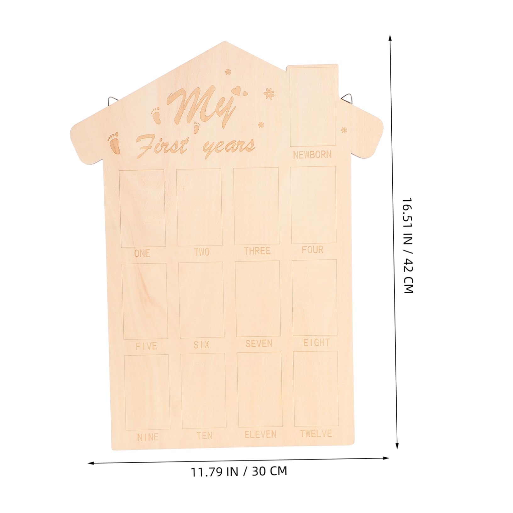 Sosoport Wooden Photo Frame for First Year Photo Board for Nursery Decoration Includes Space for Monthly Photos Keepsake for Newborns