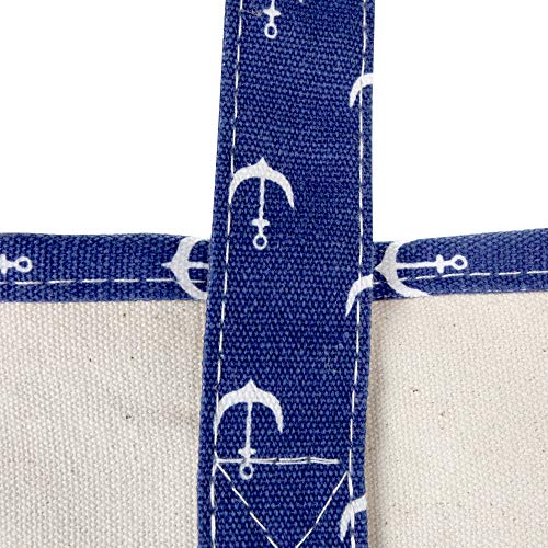 DALIX 22" Shopping Tote Bag Heavy Cotton Canvas (Zippered) Navy Blue Anchor - Image 9