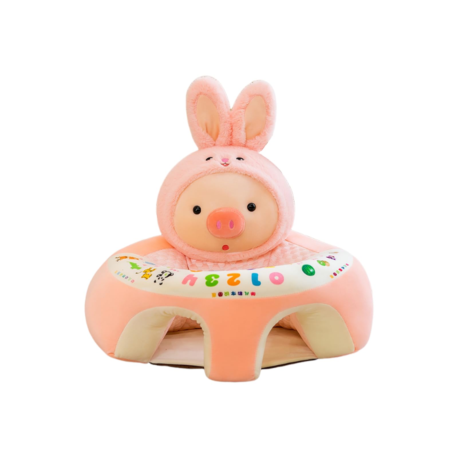 SHEKAKO Baby Seat for 3-24 Month, Kids Animal Cartoon Sitting Up Sofa Seat, Portable Infants Education Chair with Back Support, Plush Toddler Learning to Sit Seat, Sit Me up Floor Seat (Pale Pink Pig)