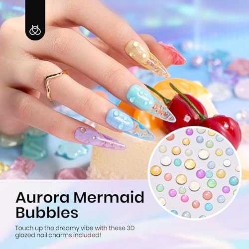Image of Beetles Pastel Gel Nail Polish Set, 6 Colors Jelly Pink Red Blue Green Purple Yellow Gel Polish kit Spring Summer Crystal Glass Translucent Effect Rainbow French Nail Art Soak Off UV Gift for Women