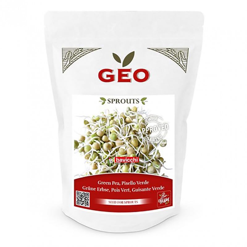 Kit Essentiel GEO – 6 Graines à Germer 100% Bio (2,55 kg) | Luzerne, Radis Rose, Fenugrec, Pois Verts, Moutarde & Ciboulette-Ail | Haute germination ≥ 95% | Longue conservation | Vegan & Sans OGM