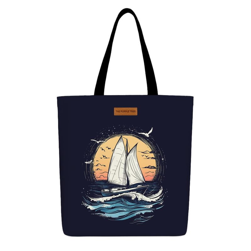 Image of The Purple Tree Eco-Friendly Canvas Tote Bag, Sustainable, Reusable Shopping, Beach, Travel or Everyday Tote, Wide Tote Bag