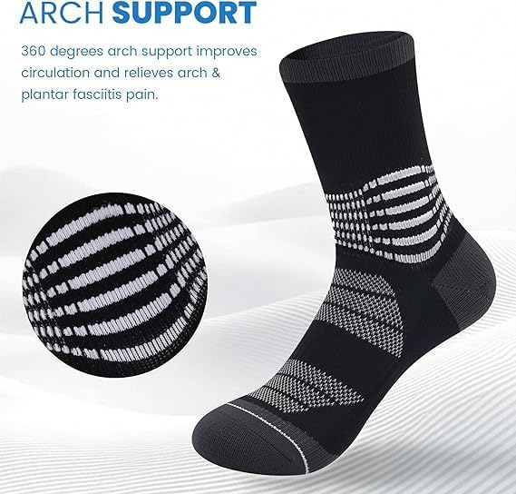 IRAMY Crew Compression Socks for Women Men with Ankle Arch Support Plantar Fasciitis Relief 3/6 Pairs - Image 2