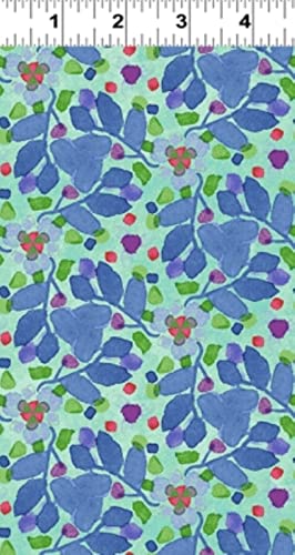 Clothworks Painted Patchwork Y3377 32 Light Aqua Kaleidoscope