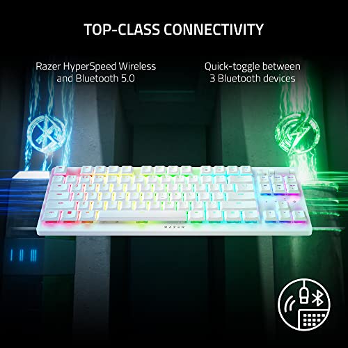 Image of Razer DeathStalker V2 Pro TKL Wireless Gaming Keyboard: Low Profile Optical Switches Linear Red - HyperSpeed Wireless & Bluetooth - Chroma RGB - Up to 200 Hr Battery Snap Tap - White