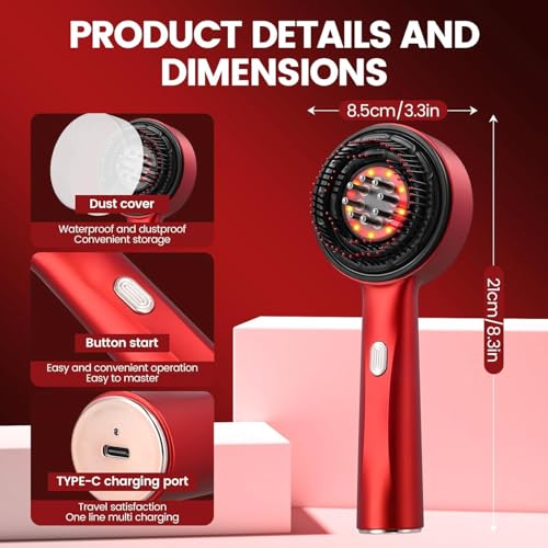 Image of Electric Scalp Massager for Hair Growth - Head Massager Oil Dispenser | Waterproof Portable Multipurpose 3-Modes Scalp Massaging Device for Women Men