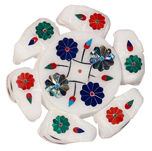 SouvNear Mini-Boîte à Bijoux de Pierre Blanche Gravée avec des Figurines D'éléphants - Boîte de Rangement Bijou pour Bagues / Boutons de Manchette / épingles de Nez / Boucles D'oreilles Cover