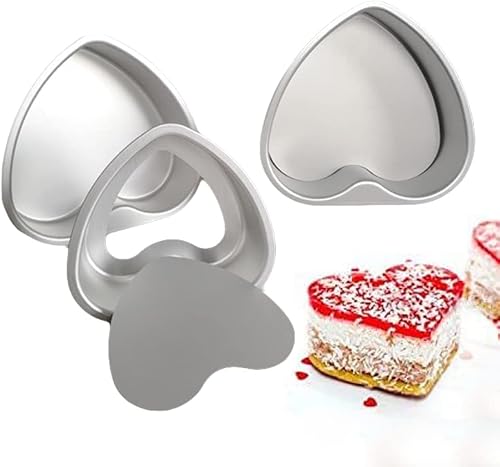 Astra shop 3 Pack Nonstick Mini Heart Shape Pie Pans with Removable Bottom 4-inch Tarts,Tartlets,Cupcakes,Pies,Cheesecakes,Bread,Jelly,Pudding Mold