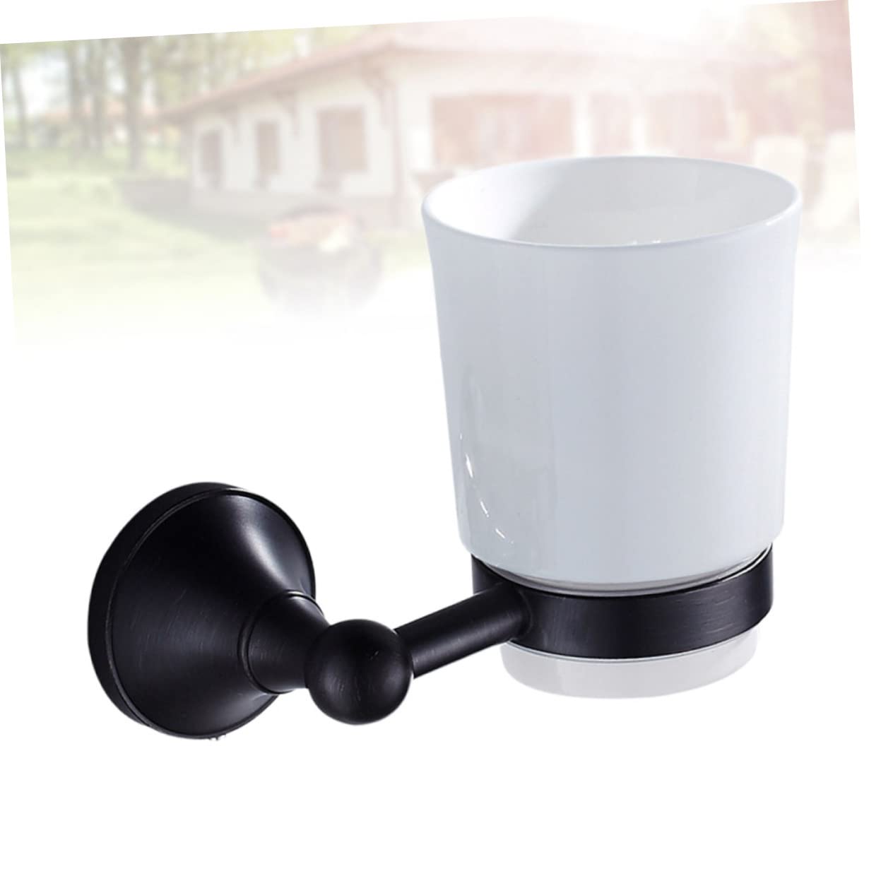 Soporte Cepillo Dientes Pared Cobre Elegante con Vaso Cerámico Colgador Baño Vintage Robusto y Duradero