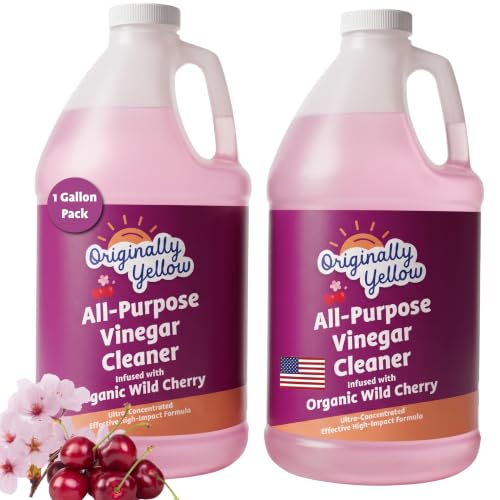 Originally Yellow Wild Cherry Vinegar Cleaner 2 Gallon Pack - Plant-Derived All Purpose Floor Glass Kitchen Cleaner Made in USA