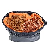 HANWELL Futterbeutel für Hunde Leckerlies, Hundeleckerlitasche mit Poop Spender-Verstellbarer Taillen/Schulterriemen, Mehrfachtaschen für Tragende Hunde Kibble und Spielzeug (Schwarz, Fußballmuster)