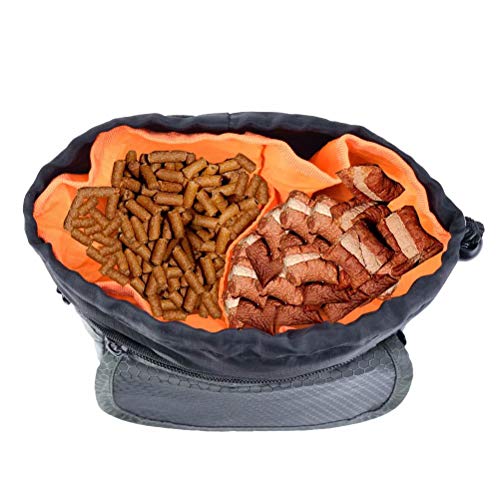 HANWELL Futterbeutel für Hunde Leckerlies, Hundeleckerlitasche mit Poop Spender-Verstellbarer Taillen/Schulterriemen, Mehrfachtaschen für Tragende Hunde Kibble und Spielzeug (Schwarz, Fußballmuster)