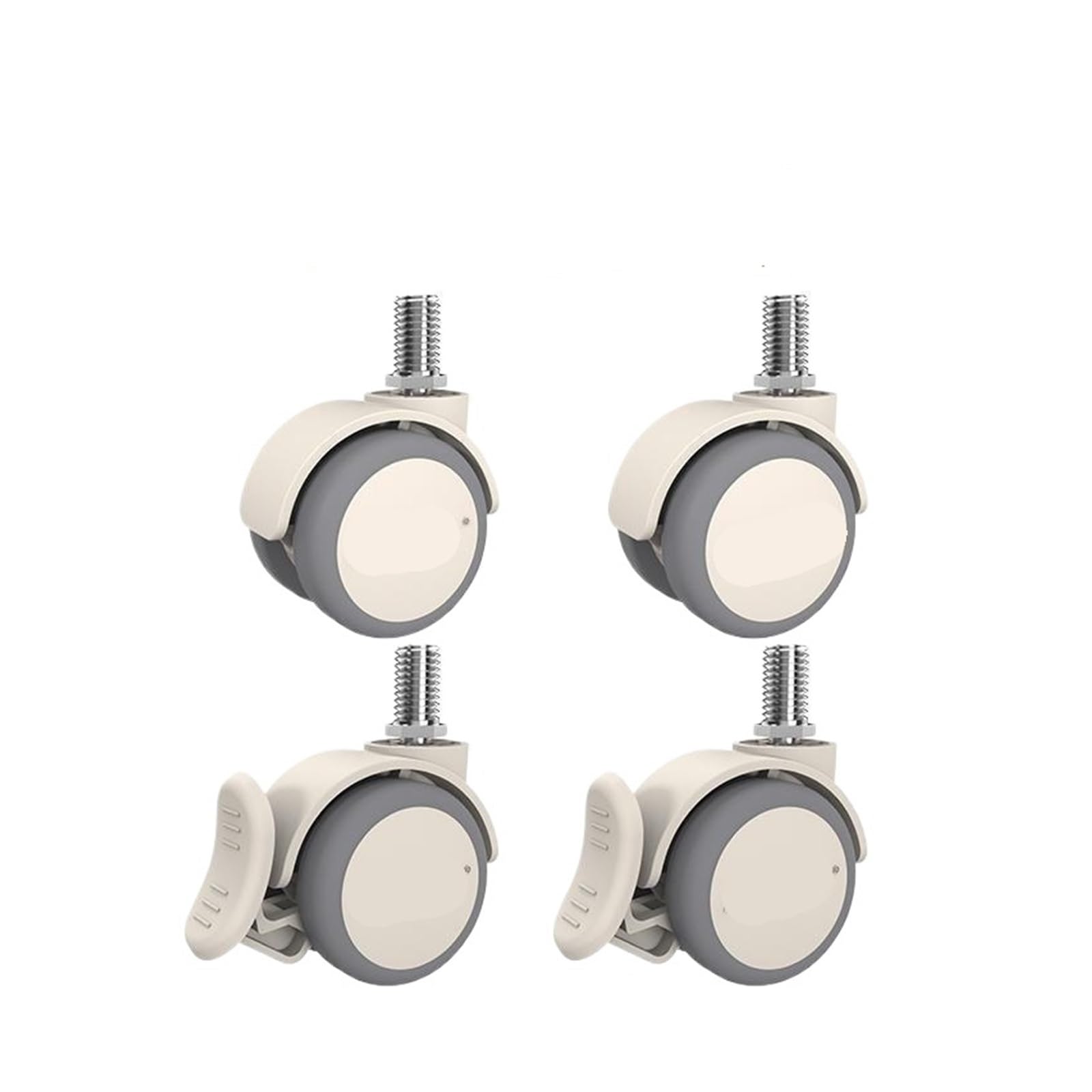 Roulettes universelles grises lot de 4 de 5 cm avec frein M6 à M12 pour meubles