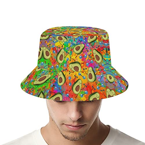 Green Avocado Sport Bucket Hat, Summer Fisherman Cap For Women Men, Unisex Beach Sun Hat, Reversible Packable Cap #TOP5