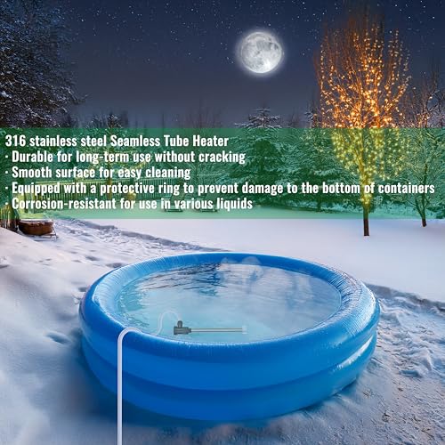 1500W Fully Submersible Water Heater for Bathtub & Inflatable Pool – Portable Immersion Electric Heater with Temp Control & Wifi Timer for Hot Tub, Above Ground Pool, Baptistry & bucket - Image 6