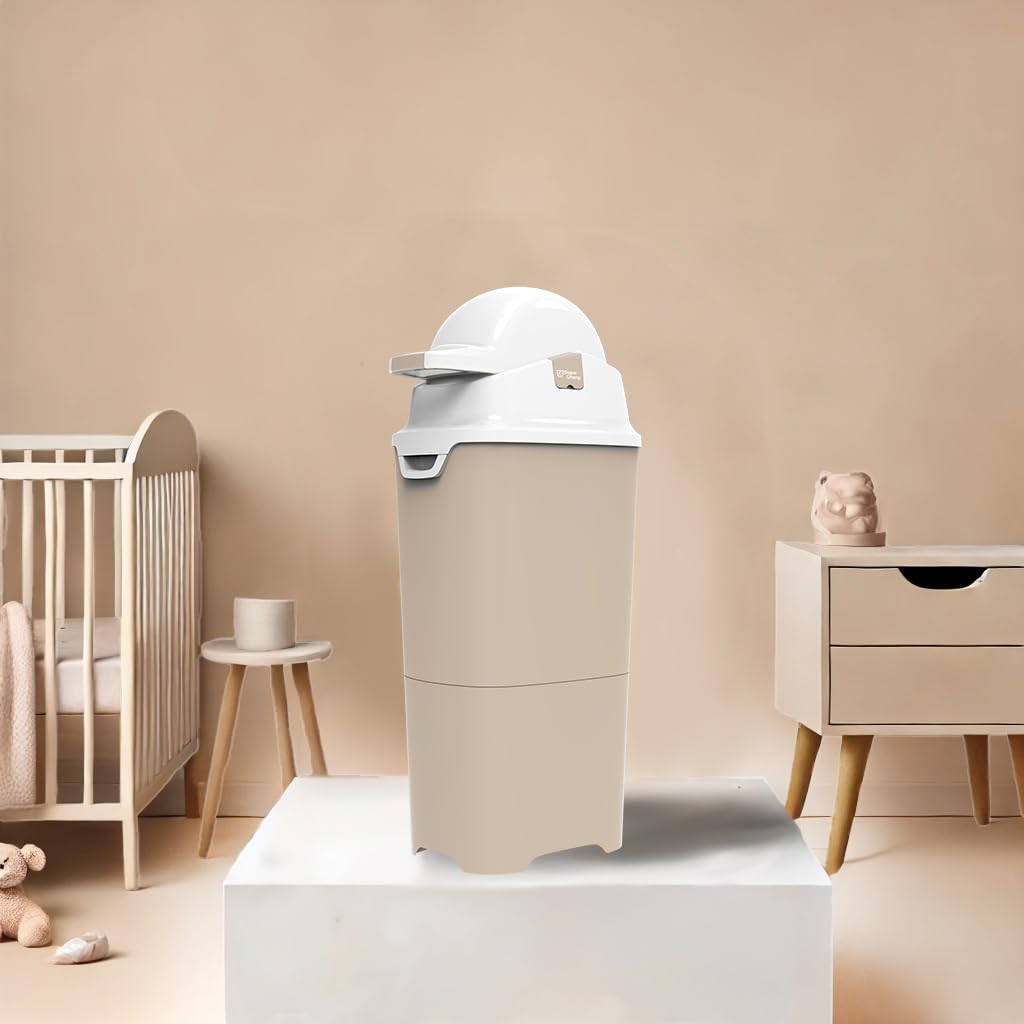 DiaperChamp Maxi Clay - Cubo de pañales inodoro - gran capacidad de hasta 60 pañales - use bolsas normales - ideal para varios niños en pañales, gemelos, guarderías, cuidadores de huéspedes