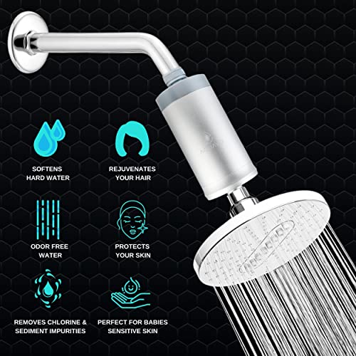 Aquavo Shower Water Filter Head Softener For Hard Water With Aqua Showerhead Chlorine And Heavy Metal Filters #TOP2