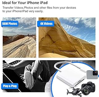 [Certifié Apple MFi] Lecteur de Carte Lightning vers SD pour iPhone, lecteurs de Carte mémoire à Double Emplacement pour Carte SD/TF, Adaptateur de Lecteur de Carte SD pour iPhone 14 13 12 11 XS XR X